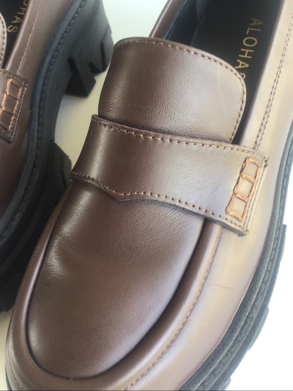 Alohas trailblazer brown chunky loafers size 38 7.5 - Picture 13 of 16